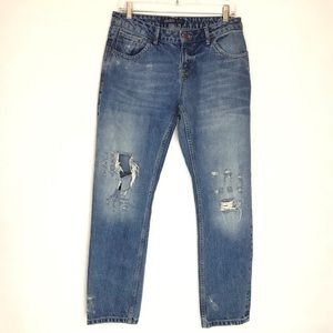 Zara Jeans Z1975 Denim Blue Jeans Distressed Size 4
